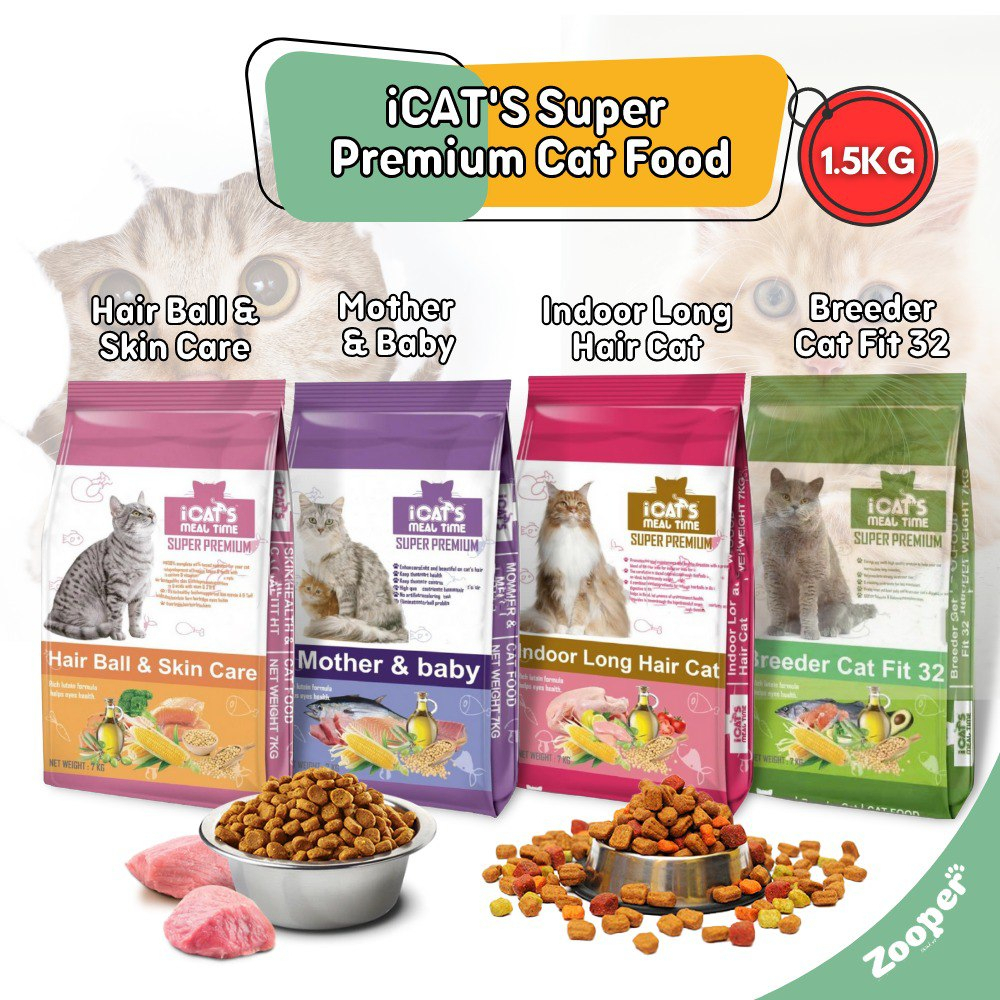 Original Packing 1.5Kg iCats Meal Time Cat Dry Food iCat's Cat Food i ...