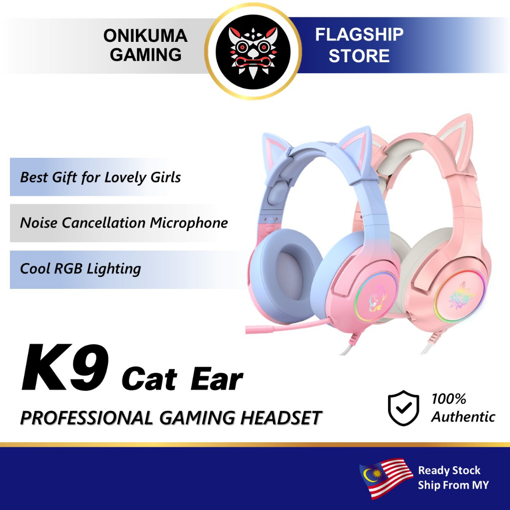 Onikuma K9 Pink Cat Ear Cutie Gaming Headphones Deep Bass Stereo Ultimate Gaming Headset With 4529