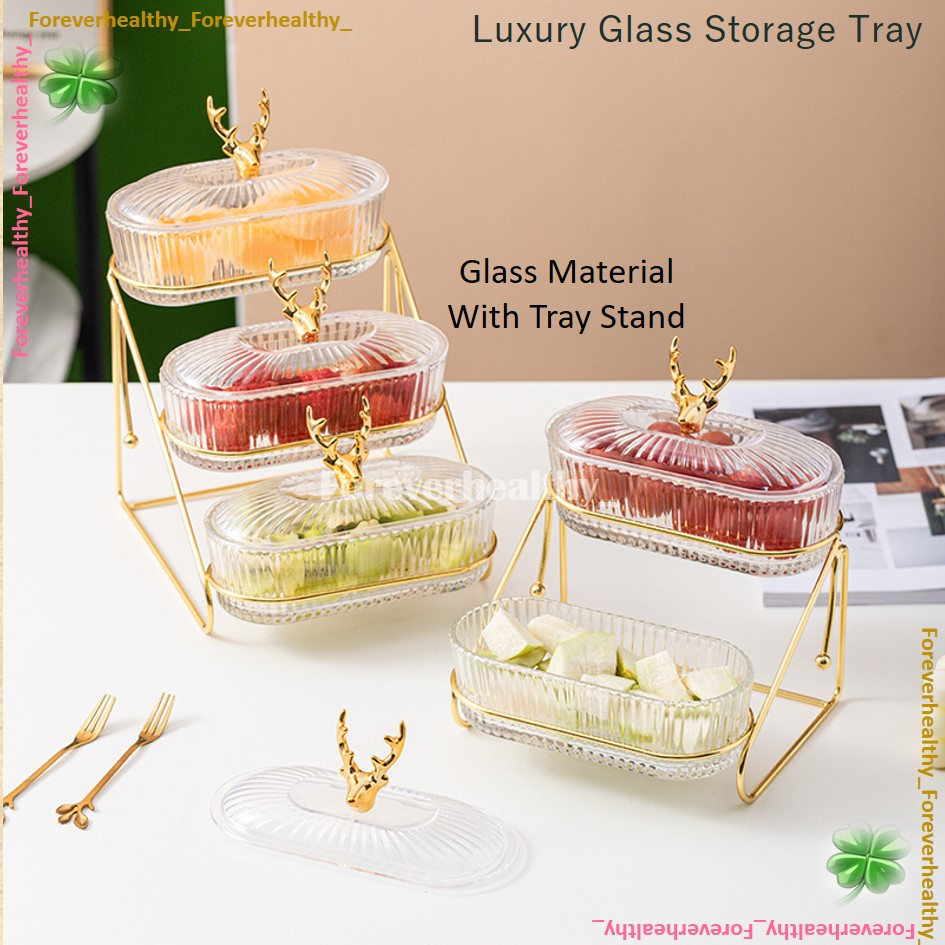 Luxury Gold Glass Divided Serving Dishes Relish Tray Container Storage ...