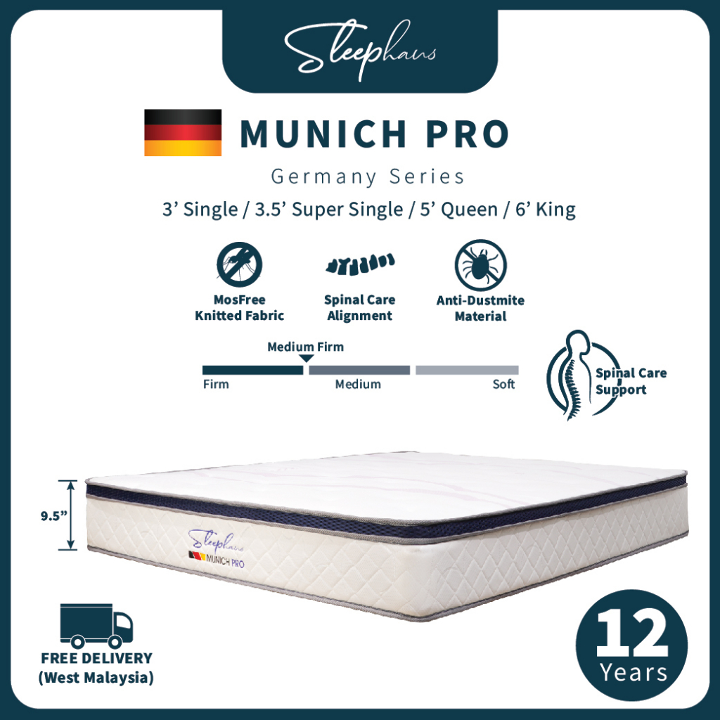 Sleephaus 9.5 Inch Munich Pro German Mattress All Size Single/Super