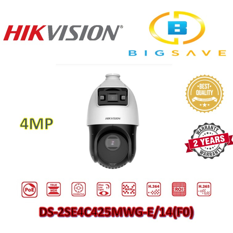 HIKVISION 4MP DS-2SE4C425MWG-E(14F0) TANDEMVU 4-INCH 4 MP 25X COLORFUL ...