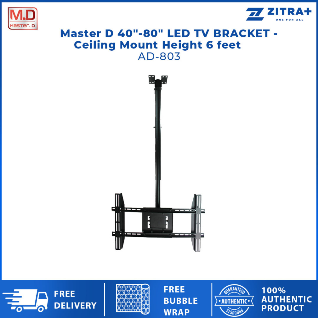 Master D LED TV BRACKET Ceiling Mount 40" TO 80" Height 6 feet Black