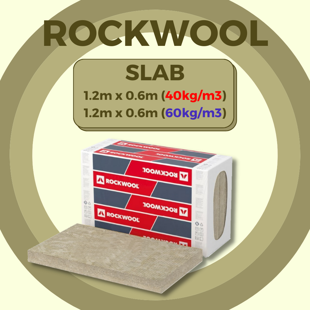 RockWool Slab 1.2m x 0.6m x 50mm [40kg/m3][60kg/m3] Heat Insulation