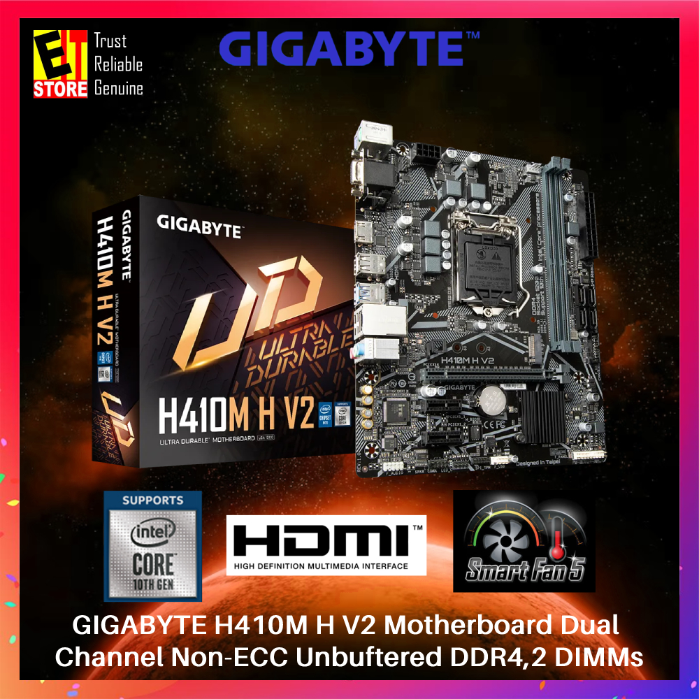 GIGABYTE H410M H v2 MOTHERBOARD Dual Channel NonECC Unbuffered DDR4, 2 DIMMs Shopee Malaysia