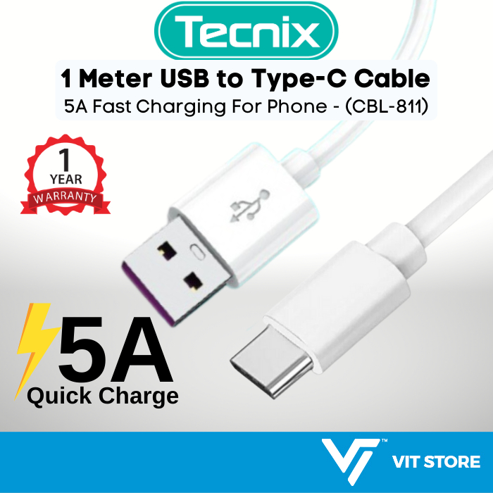 Tecnix A Quick Charge Usb To Type C Cable Meter Fast Charging