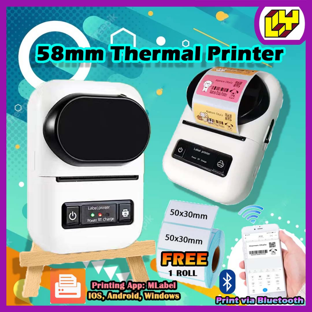 Label Printer Handheld Barcode Printer Portable Bluetooth Mini Sticker