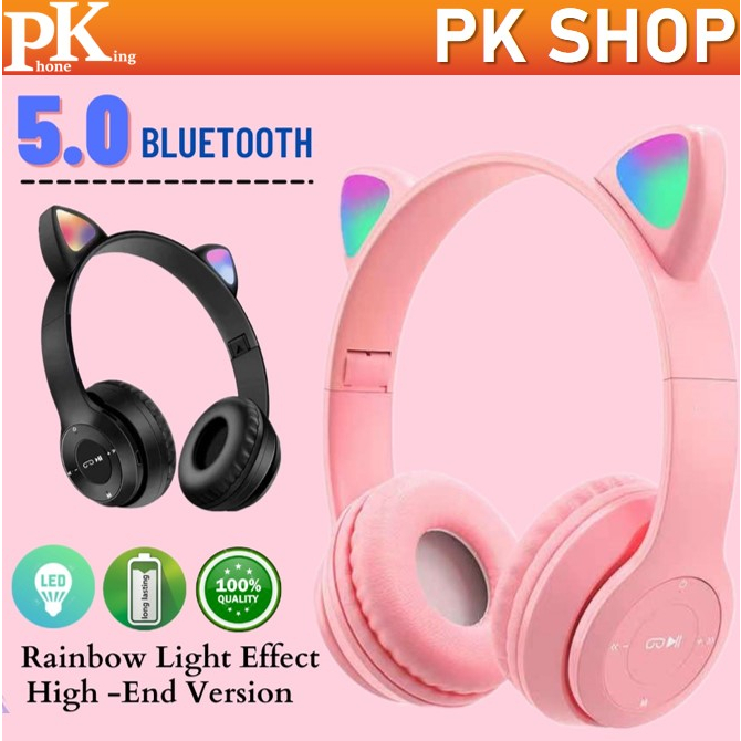 Stock In Malaysia cat ear headphone wireless headphone bluetooth LED
