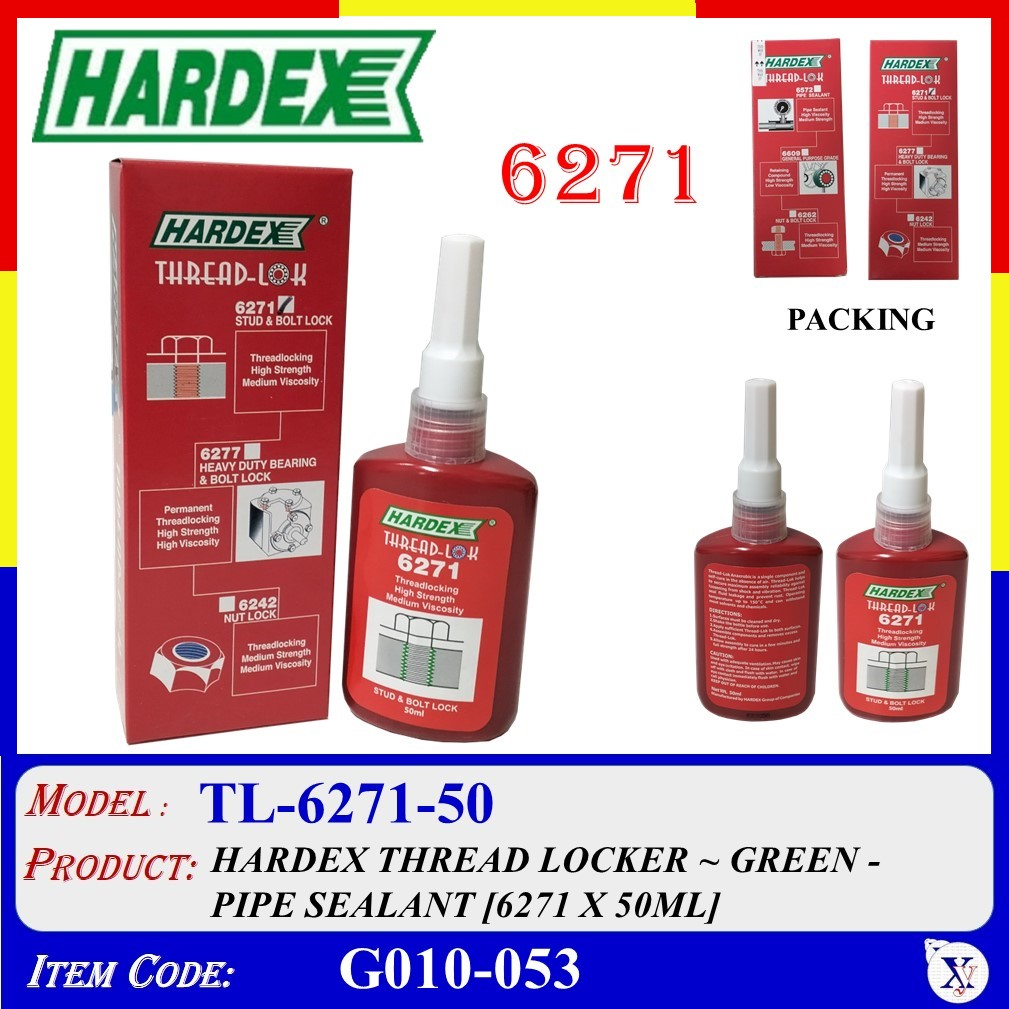 G010-053 6271 X 50ML HARDEX THREAD LOCKER ~ GREEN - PIPE SEALANT ...