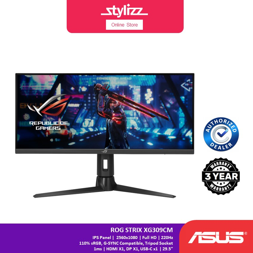 ASUS STRIX ROG XG309CM GAMING MONITOR 30 INCH, 2560X1080, 1MS, 220HZ, TYPE C, HDMI, DP, IPS
