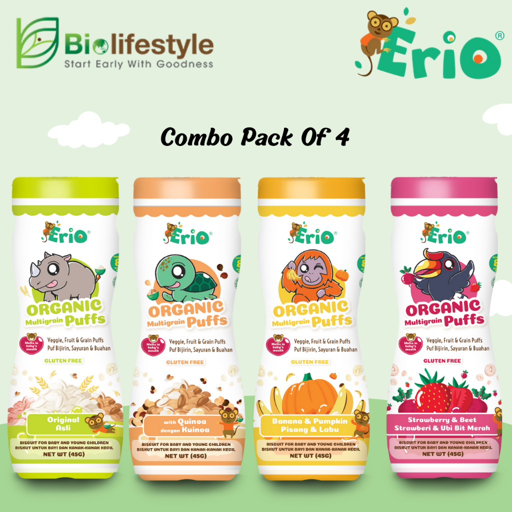 (Combo Pack Of 4) Erio Organic Multigrain Puffs (45g) | Shopee Malaysia