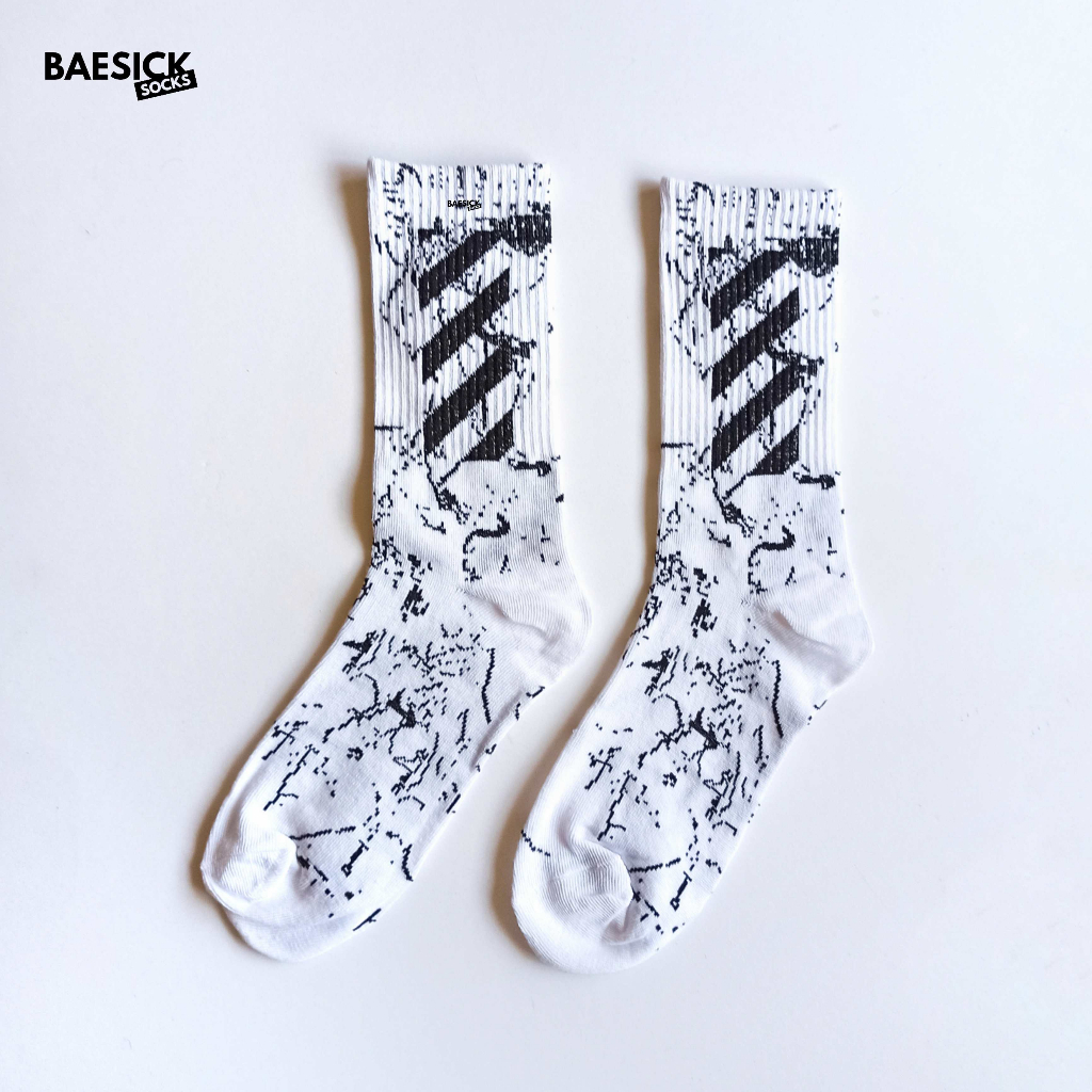 BA Off White Crew Ankle Socks Basic Men Cotton Ribbed Breathable