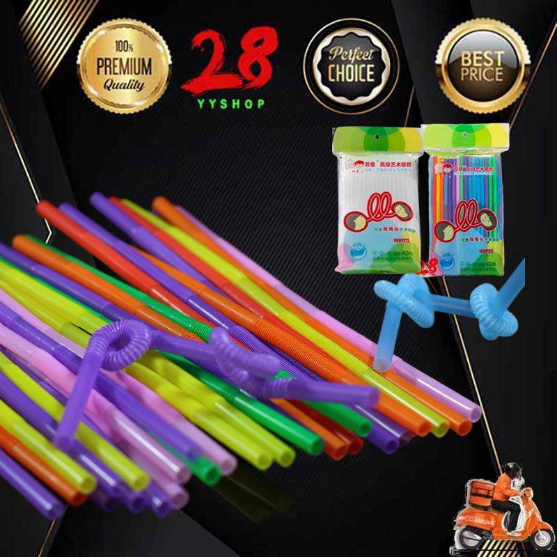 double side color straw 100pcs perpak Decostation02 | Shopee Malaysia