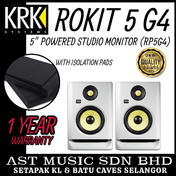 KRK RP5G4 Rokit Powered 5 Generation 4 Active Studio Monitors, White