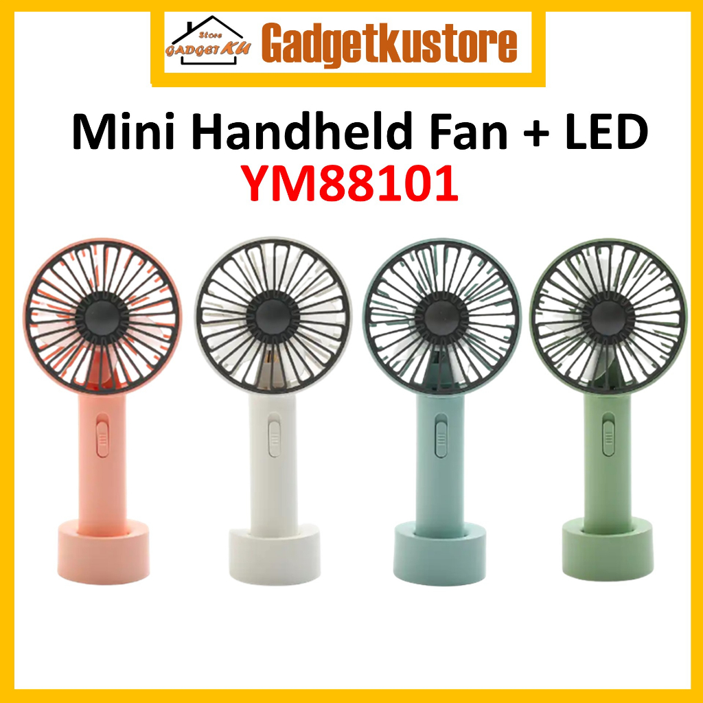 YM88101 Handheld Mini Fan with LED light and stand Adjustable speed ...
