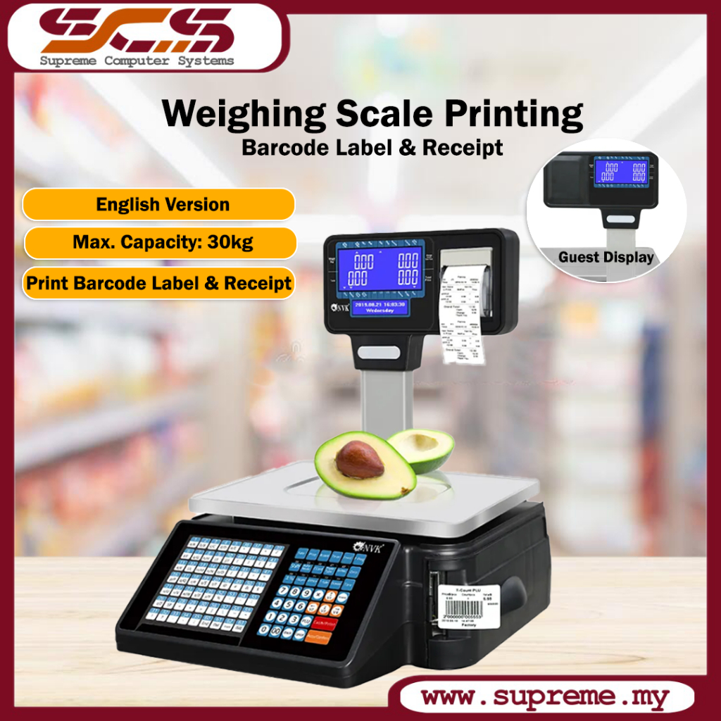 30KG Cash Register / POS Weighing Scale Barcode Label and Receipt Bill ...