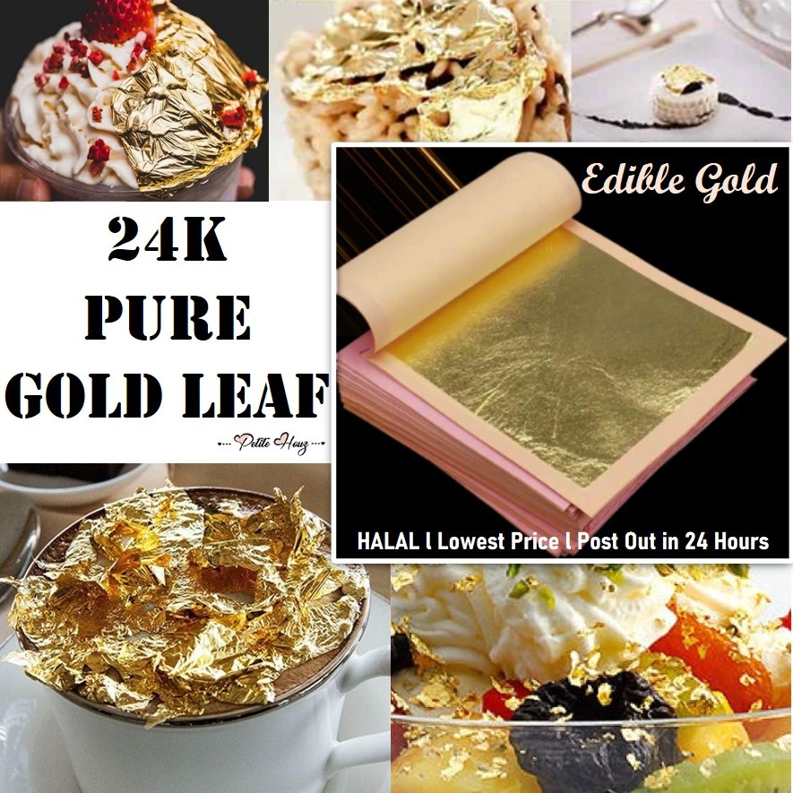 [Petite Houz] Ready Stock Gold Leaf 24K Edible Pure Gold Sheet Cake ...