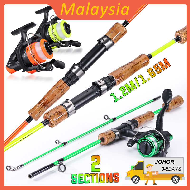 🔥Malaysia Fishing Rod+Reel Set Joran Pancing 1.2m/1.65m Spinning Rod With  Gear Ratio 5.2:1 Fishing Reel Pancing