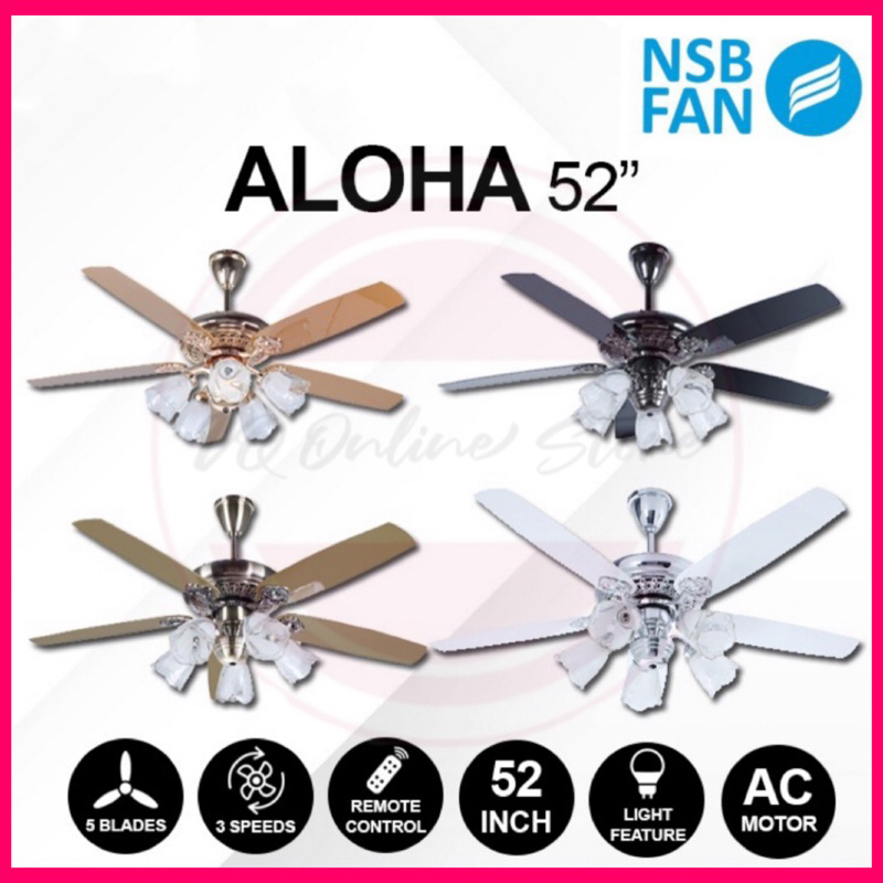 NSB ALOHA 52" 5 BLADE CEILING FAN WITH LIGHT KIT / KIPAS SILING NSB