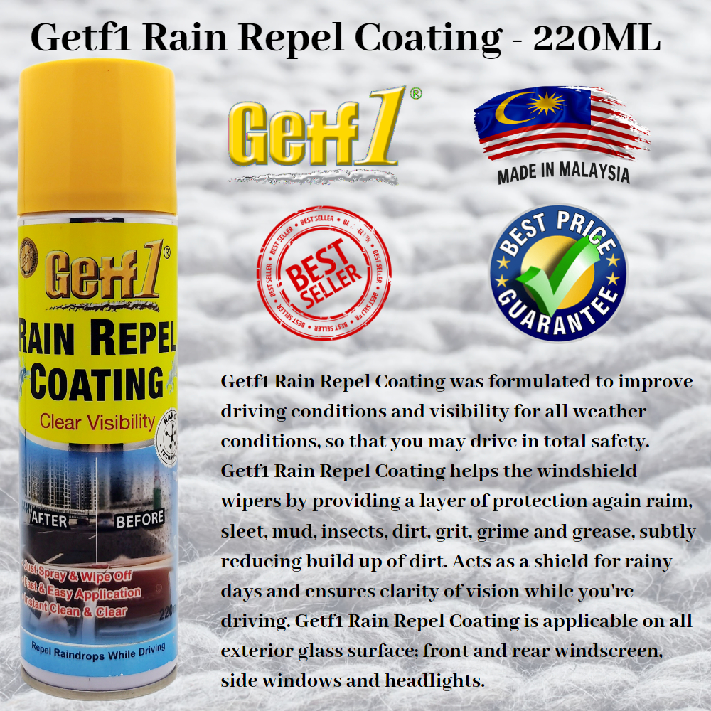 GETF1 / Getf1 Rain Repel Coating / Glass Care 220ml Shopee Malaysia