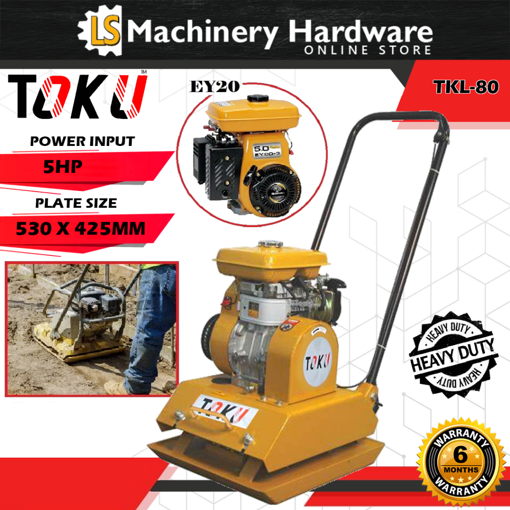 TOKU TKL-80 Vibrator Plate Compactor with ROBIN EY-20D Engine - 6 ...