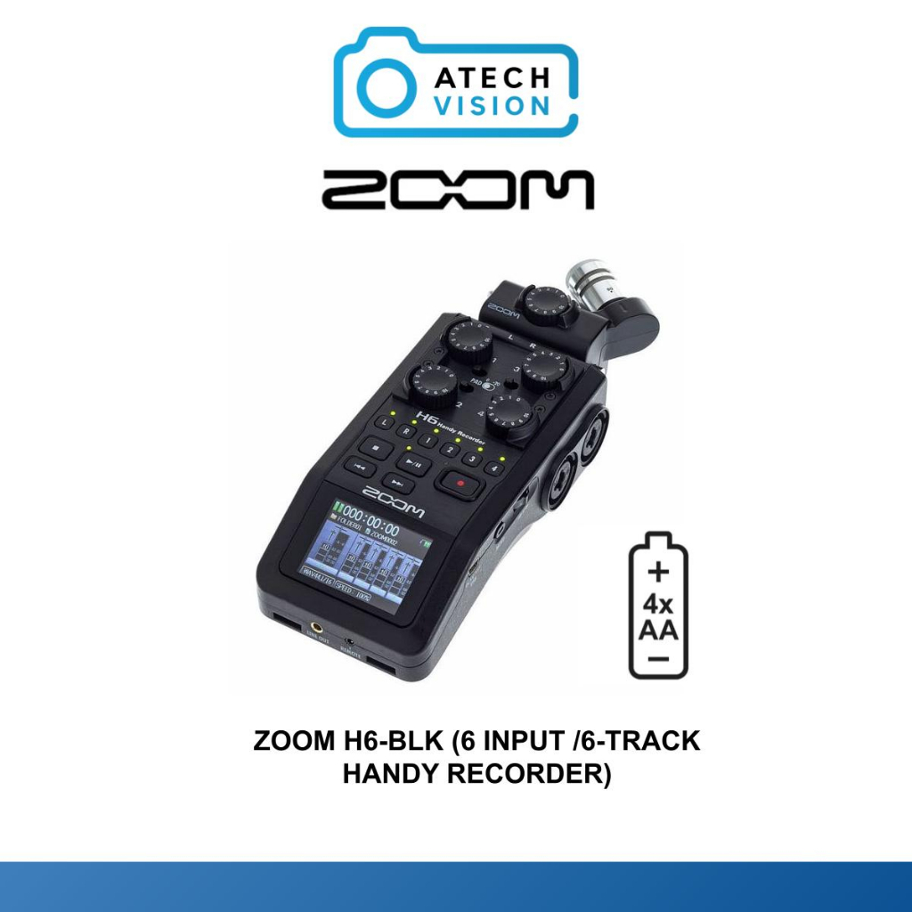 Zoom H6 All Black 6Input / 6Track Portable Handy Recorder with Single