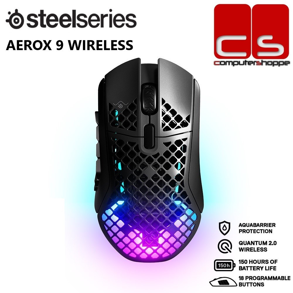 SteelSeries Aerox 9 Wireless + Bluetooth Ultra Lightweight MMO/MOBA