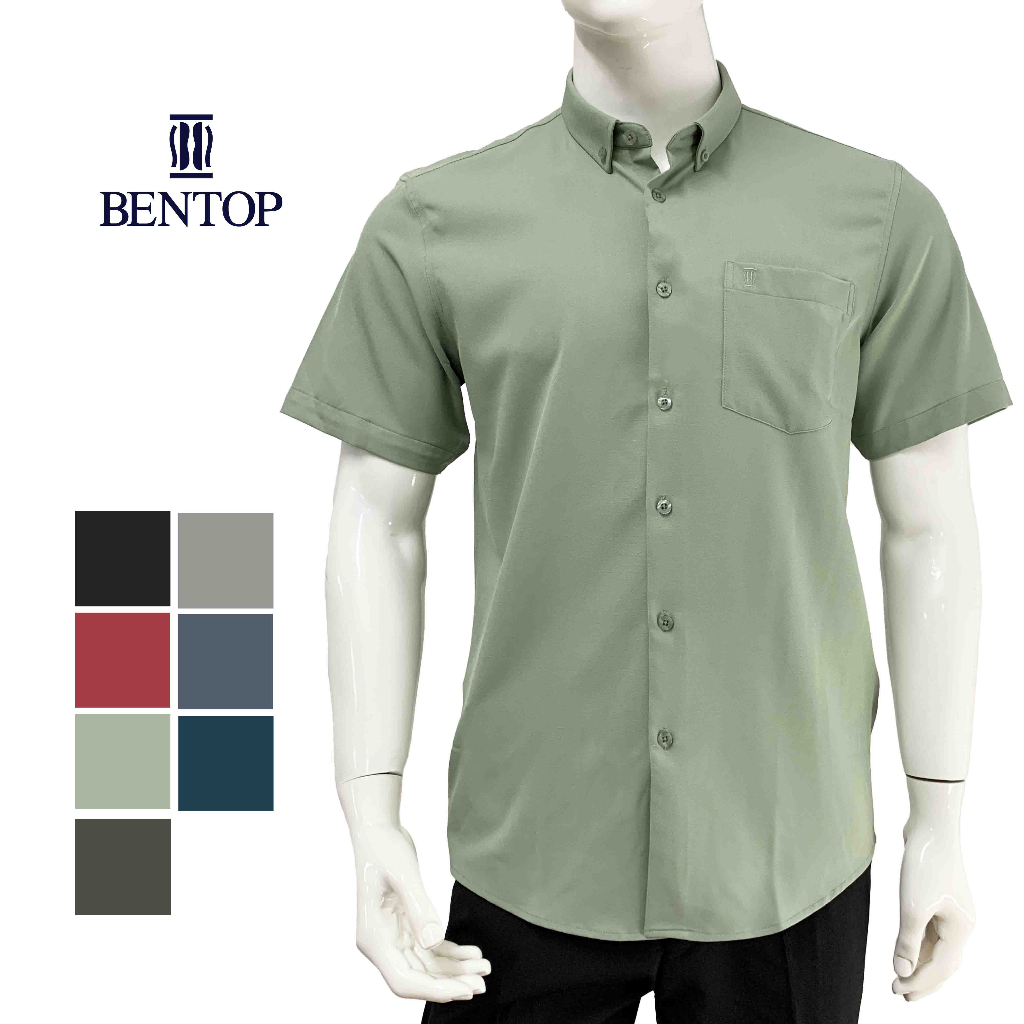 BENTOP Shirt Short Sleeve Slim Fit Fabric Strechable | Shopee Malaysia