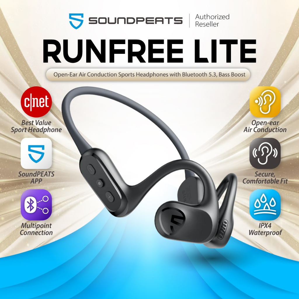 SoundPEATS RunFree Lite Bluetooth 5.3 Sports Air Conduction Open Ear