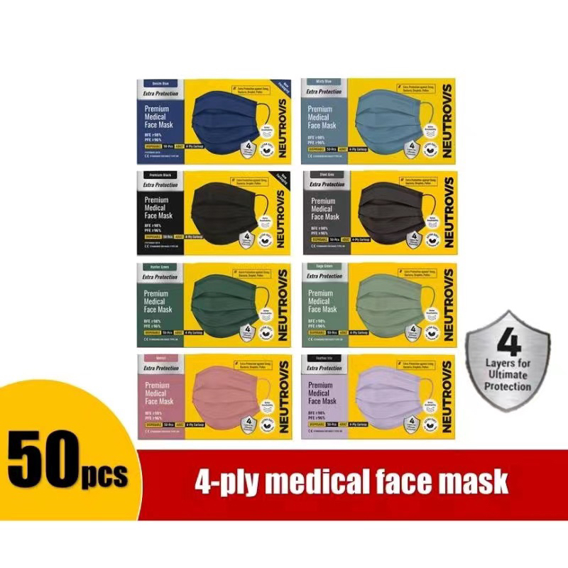 Neutrovis Medical Face Mask 4PLY ORIGINAL Extra Protection 50pcs