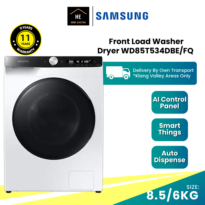 SAMSUNG 8.5KG / FRONT LOAD WASHER DRYER WD85T534DBE/FQ WASHING MACHINE