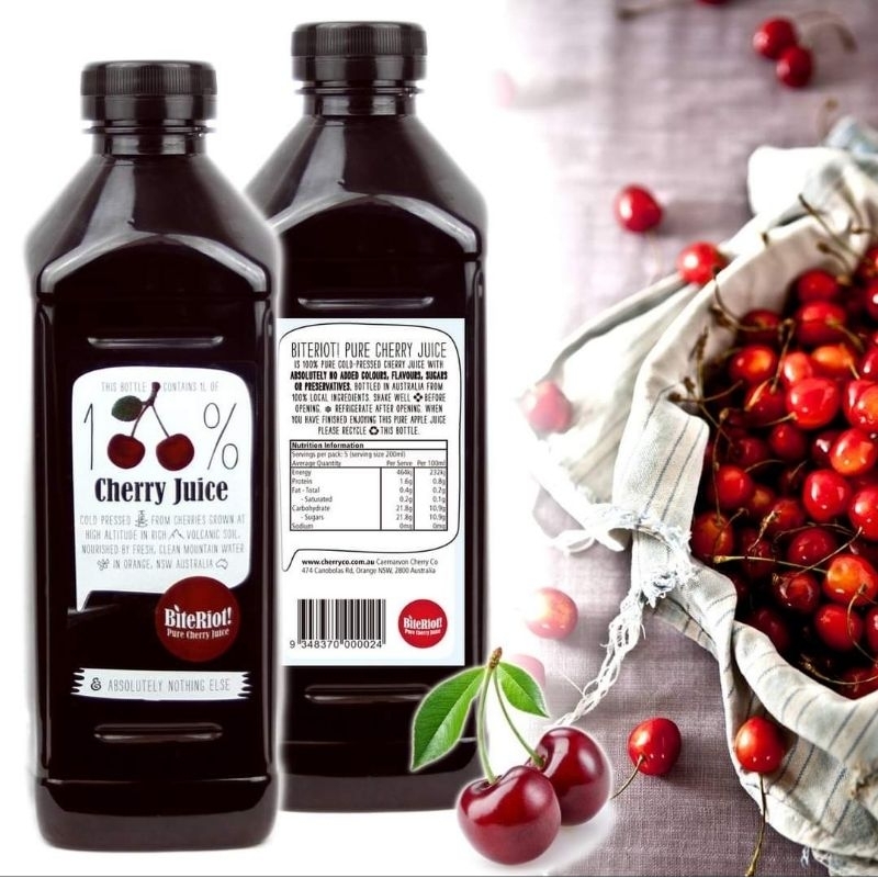Biteriot Australia 100 Pure Cherry Juice (1L) Cold Pressed Juice