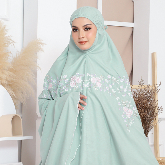 Telekung Sulam Lily Floral By Varda | Material Sejuk Cotton Free ...