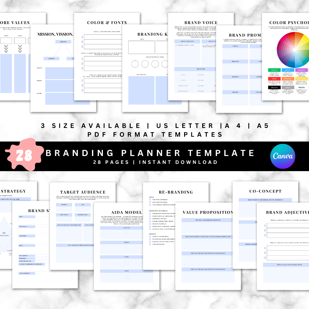 Editable Personal Business Organizer Printable Branding Planner Binder ...