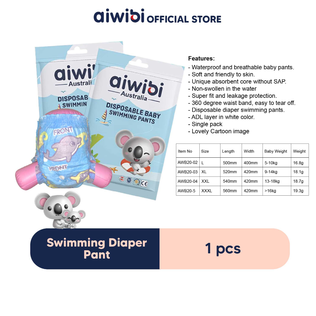Aiwibi Swimming Diaper Pants AWB20 Size L / XL / XXL / XXXL Shopee