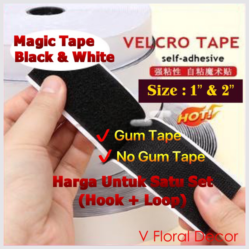 25mm x 1 Meter Self Adhesive Super Strong Glue Velcro Tape / Magic Tape /  Hook & Loop Double Sided 双面胶魔术贴