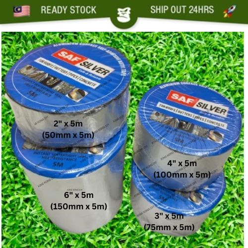 SAF Instantseal Alu Bitumen Tape Anti Leak Dry Fix Flashing Strip Pelekat Atap Bumbung Getah