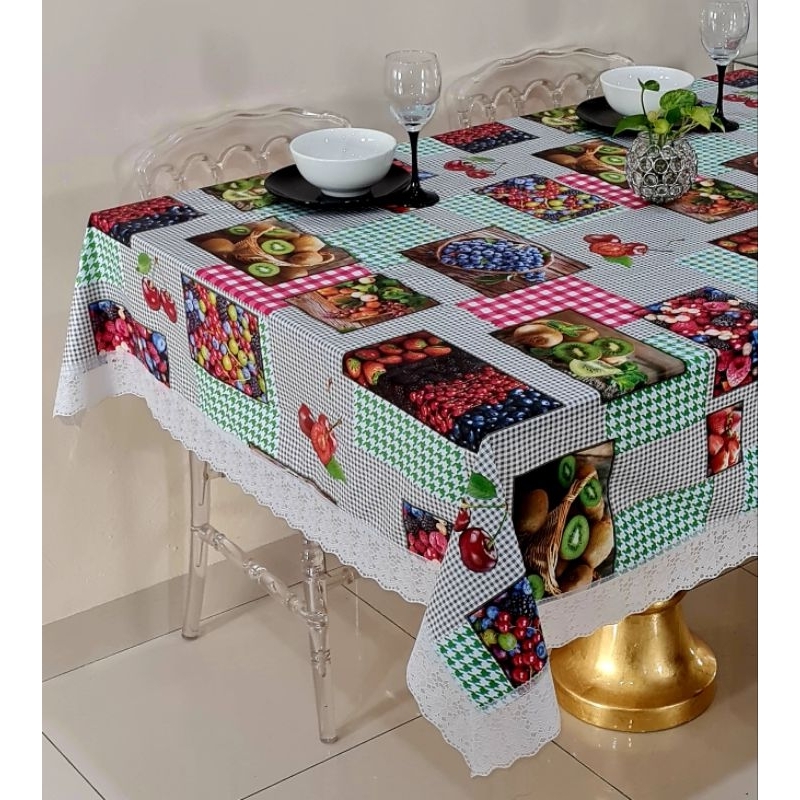 Alas Meja Makan Ekonomi 6 Kerusi Renda Pvc 137cm X 180cm Table Cloth