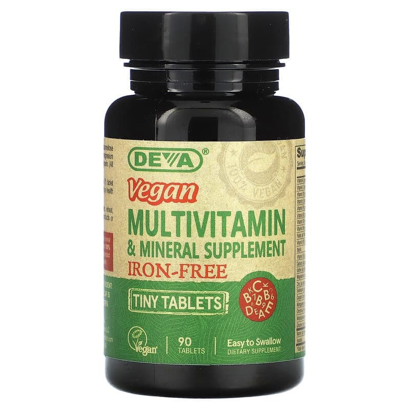 Deva, Vegan Multivitamin & Mineral Supplement, IronFree, 90 Tiny