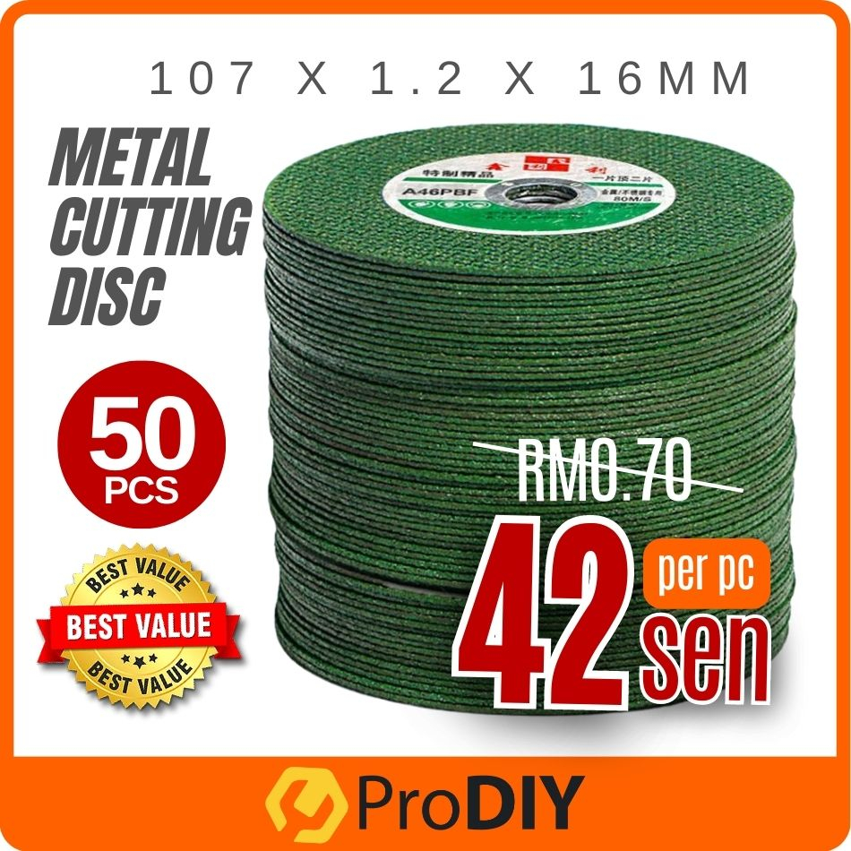 PRODIY 50PCS Metal Cutting Disc 4" Mata Grinder Potong Besi Angle