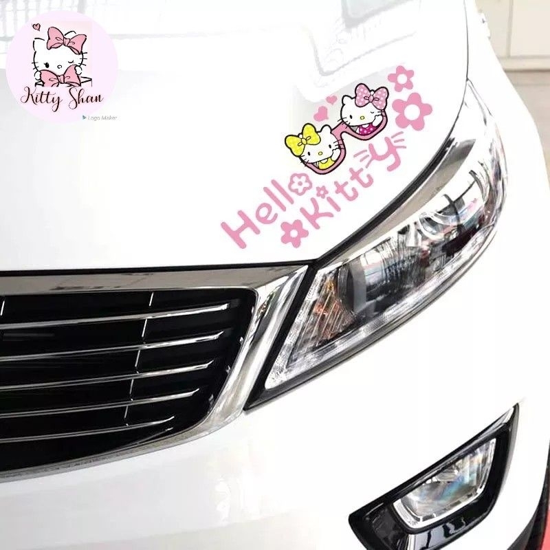 1pc Hello Kitty Car Decals Sticker (28cmx11cm) HK KT Spectacles With