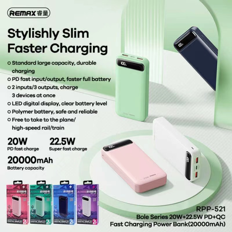 REMAX RPP-521 5A PD 22.5W 20000mAh Powerbank / Super Fast Charge / PD ...