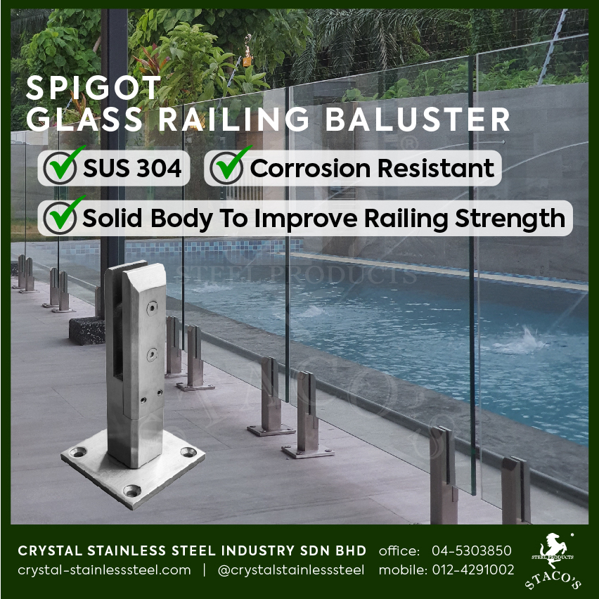 STACOS Stainless Steel 304 Spigot Glass Railing Staircase Baluster ...