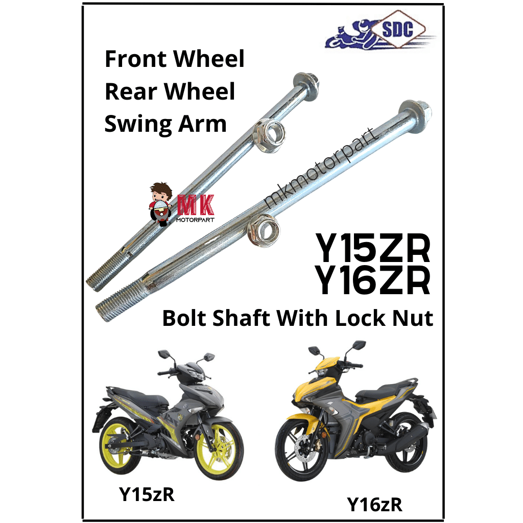 Yamaha Y15zr Y16zr Front Rear Wheel Swing Arm Fork Shaft With Lock Nut Sap Roda Depan 2541