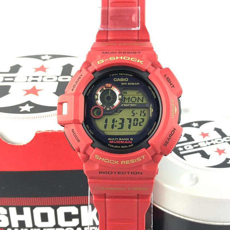 Casio G-Shock 30th Anniversary Rising Red Mudman GW-9330A-4 Tough Solar  Multiband6 Carbon Fiber Strap