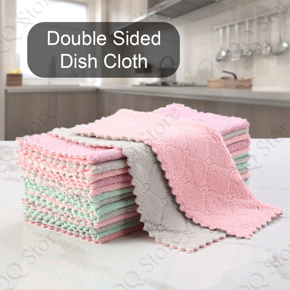 Microfiber Kitchen Towels Tuala Dapur Dish cloth Superfine Plain Color ...
