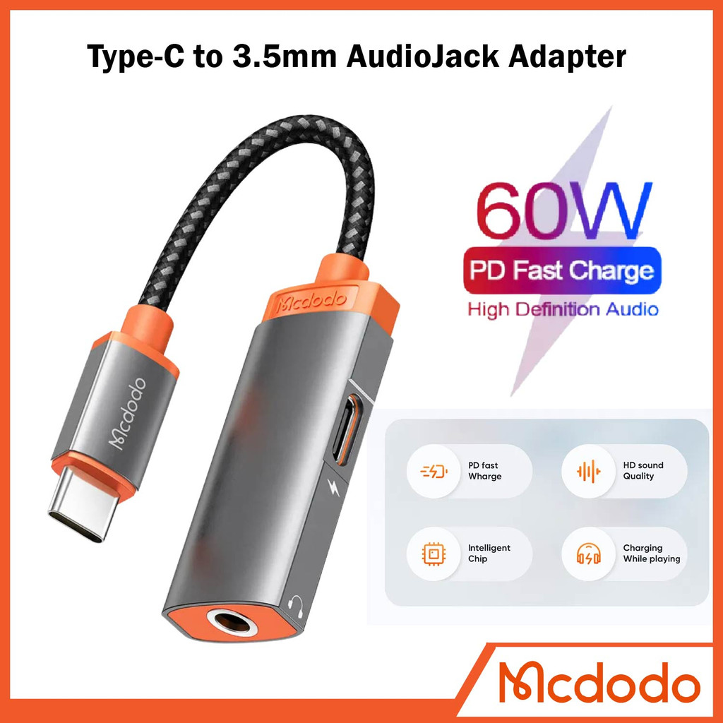 [1 Yr Warranty] Mcdodo Typec adapter PD60W USBC charging + 3.5mm