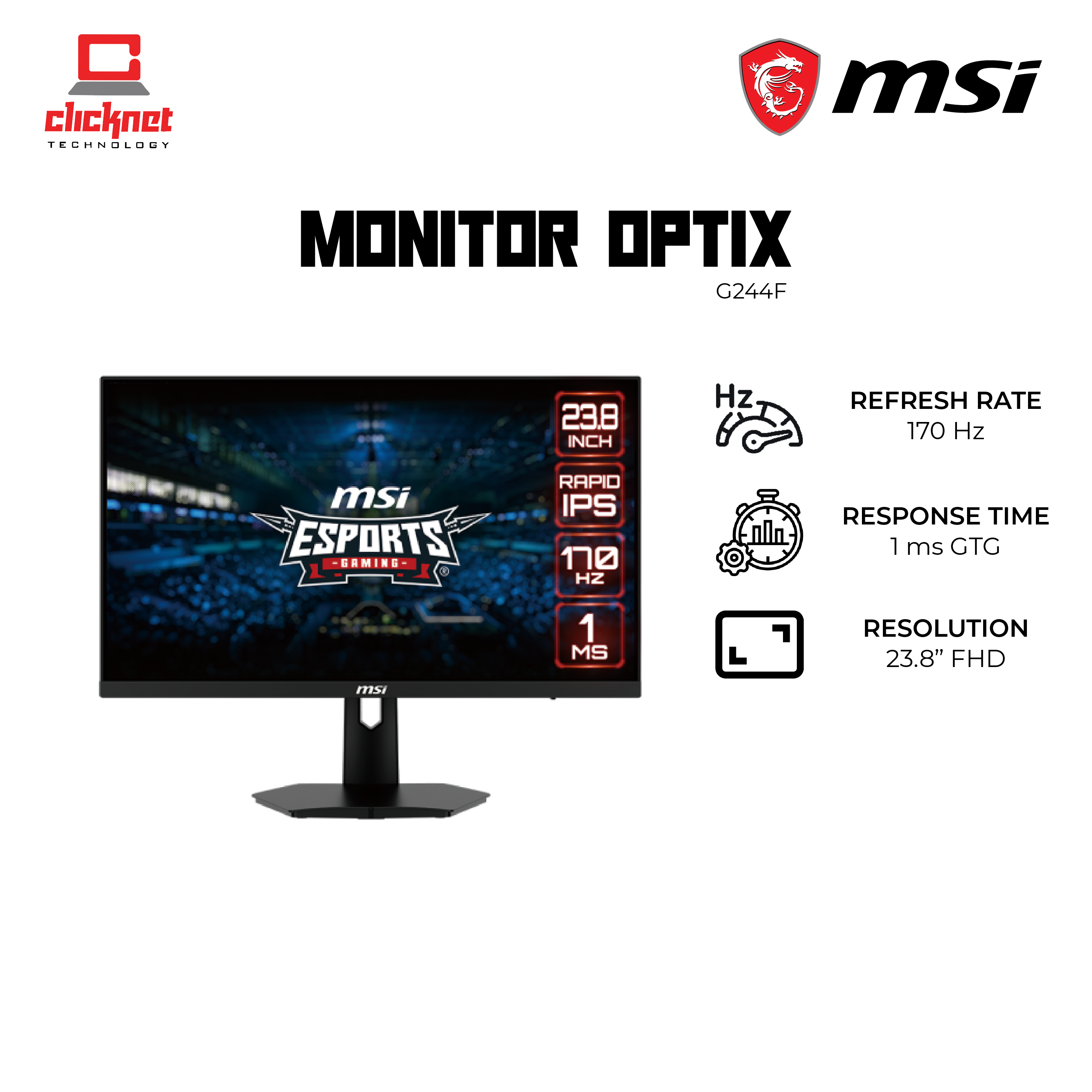 Msi Optix G F Fhd Hz Ms Gtg Rapid Ips Amd Free Sync Compatible Esport