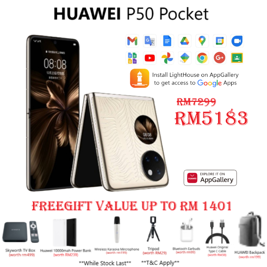 Huawei P50 Pocket Premium Gold Edition 12GB + 512GB Smartphone Flip ...