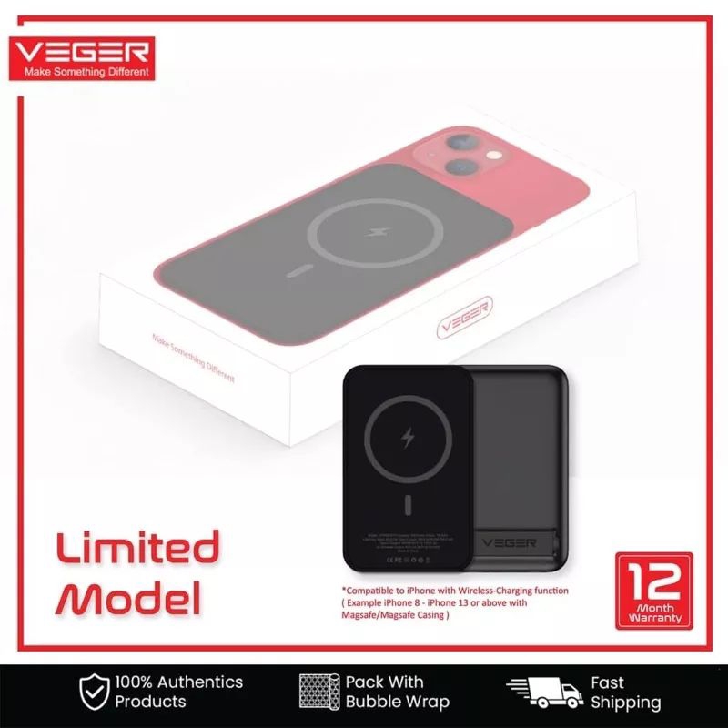 Power Bank Magnetico VEGER 5000mAh – Ricarica Wireless 15W, PD 20W, Con Tracker GPS E Portacarte, Per IPhone 16-12 - 2