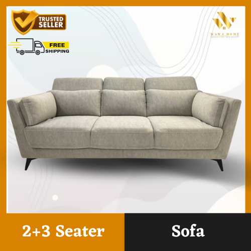 LAURA Sofa 2+3 Seater with Micro Fabric (Ash Grey) Shopee Malaysia